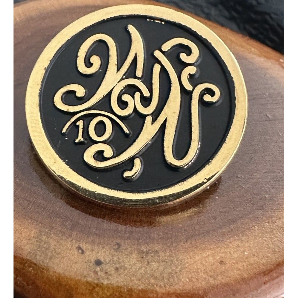 Vintage Weight Watchers 10 Lbs Lost Pin WW Monogram Logo Lapel Brooch Gold Black